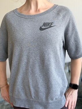 Vintage Nike Short Sleeve Sweater Large Gray